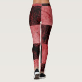 Leggings Carrelage noir rouge Monogramme Personnalisé (Dos)