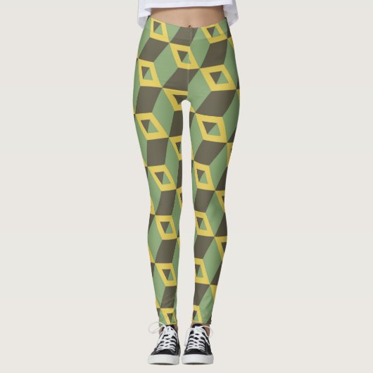 Leggings Carrés 3d verts (Devant)