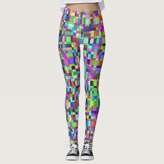Leggings Carrés Abstraits Formes Motif multicolore (Devant)