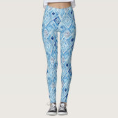 Leggings Carrés bleus de Boho Tribal (Devant)