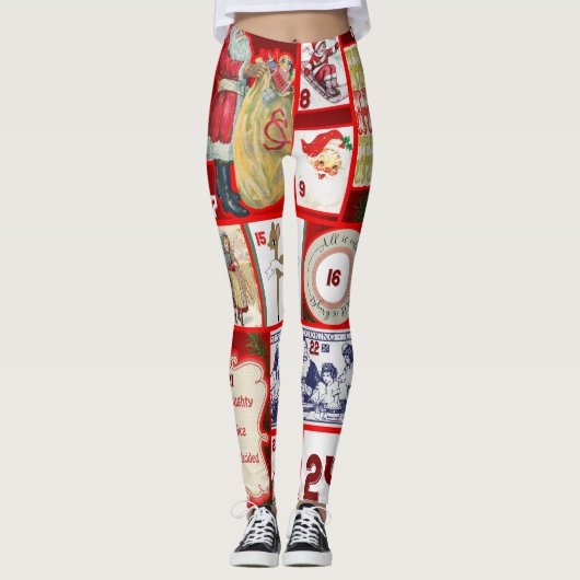 Leggings Carrés de l'illustration de Noël (Devant)