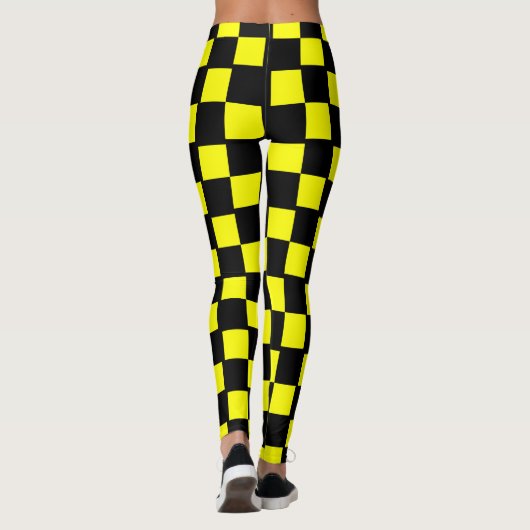 Leggings Carrés en damier jaune et noir (Dos)