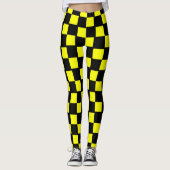 Leggings Carrés en damier jaune et noir (Devant)