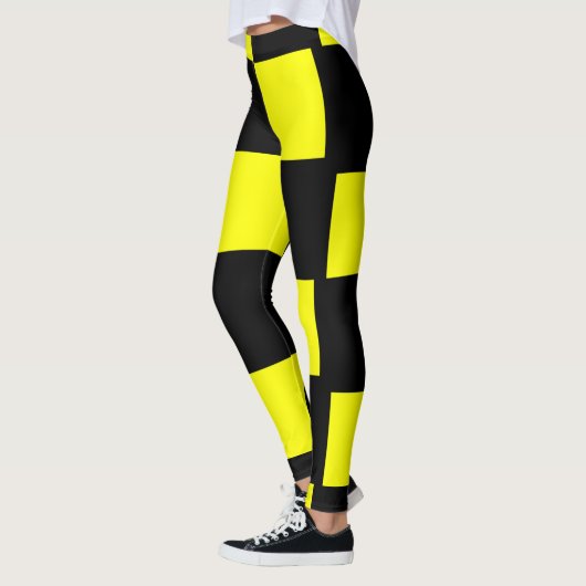 Leggings Carrés en damier jaune et noir (Gauche)
