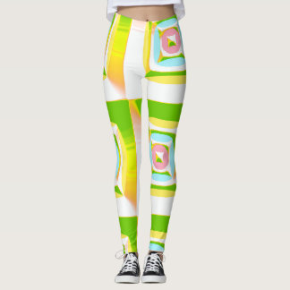 Leggings Carrés gonflés 3D vert citron jaune bleu rose