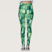 Leggings Carrés peints en vert (Devant)