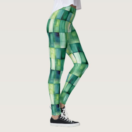 Leggings Carrés peints en vert (Droite)