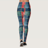 Leggings Carrés rouges bleus verts de Noël (Dos)