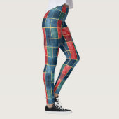Leggings Carrés rouges bleus verts de Noël (Droite)