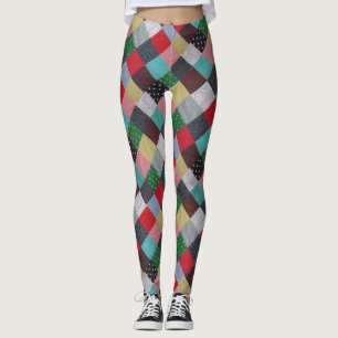 Leggings carrés vintages colorés de patchwork