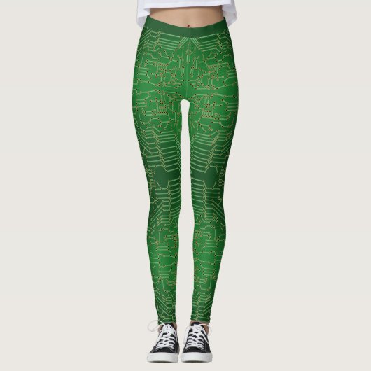 Leggings Carte à circuit imprimé Vert Motif original (Devant)