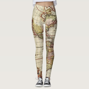 Leggings Carte ancienne des Amériques par Johannes De Ram