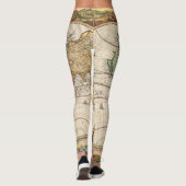 Leggings Carte antique du monde dans deux hémisphères (Dos)