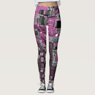 Leggings Carte de circuit Geek d'ordinateur violet