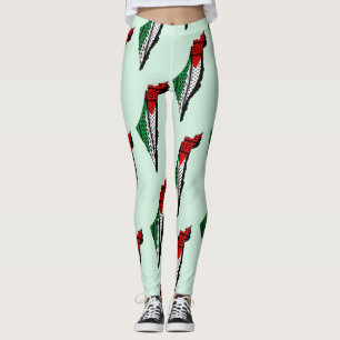 Leggings Carte de Palestine avec drapeau et Motif Keffiyeg