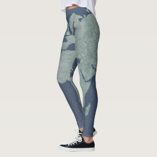 Leggings Carte de toile bleue du monde
