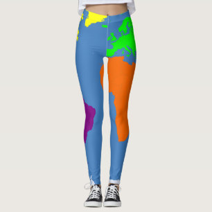 Leggings Carte des continents aux couleurs vives