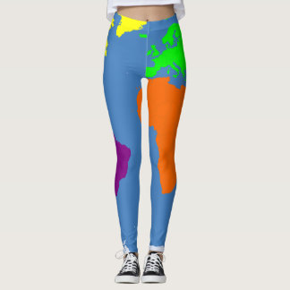 Leggings Carte des continents aux couleurs vives