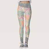Leggings Carte des États de modèle floral (Devant)