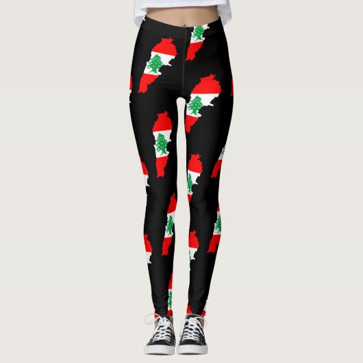 Leggings Carte du Liban avec drapeau (Devant)
