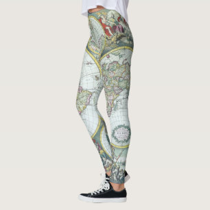 Leggings Carte du monde antique du 17ème siècle, Frederick 
