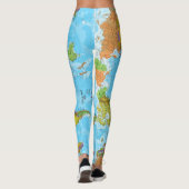 Leggings Carte du monde. Les légumineuses scolaires. Mème D (Dos)