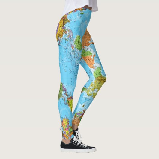 Leggings Carte du monde. Les légumineuses scolaires. Mème D (Droite)