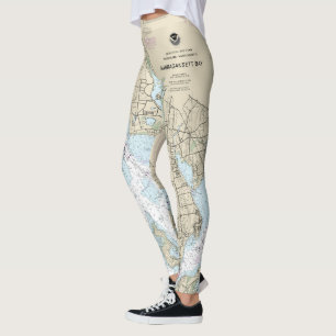 Leggings Carte marine de la baie Narragansett 13221