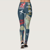Leggings Carte marine moderne unique bleu Paris Londres Éta (Dos)