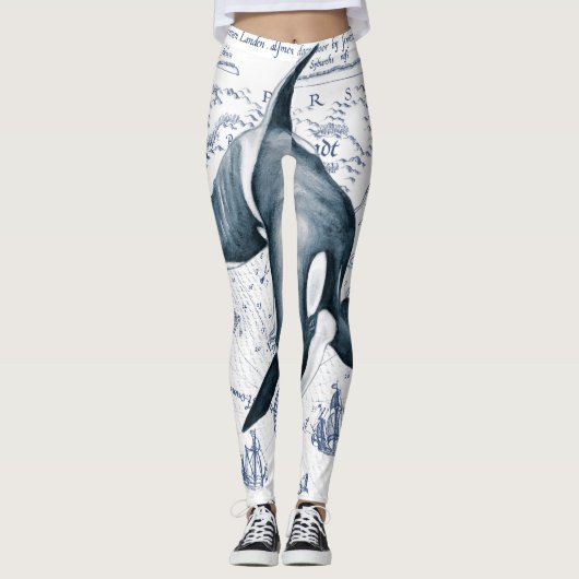 Leggings Carte Orca bleu (Devant)