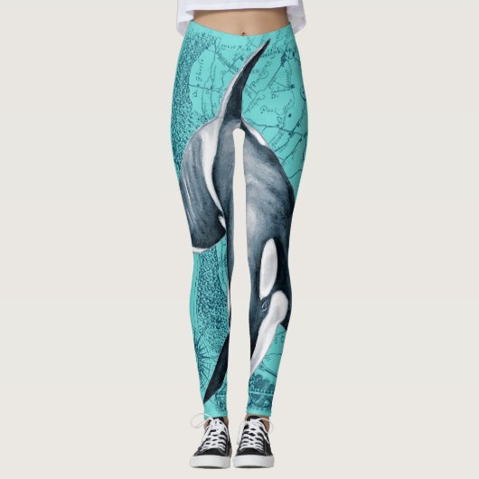 Leggings Carte Orca Turquoise (Devant)