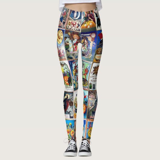 Leggings Carte postale de cru de Halloween (Devant)