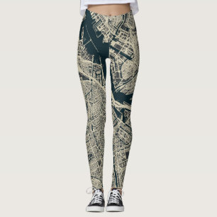 Leggings Carte vintage Amsterdam : Rétro minimaliste