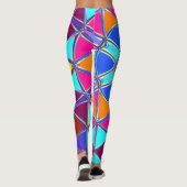 Leggings Carton Mandala bleu rose jaune et orange (Dos)