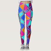 Leggings Carton Mandala bleu rose jaune et orange (Devant)