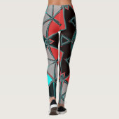 Leggings Carton Mandala bleu rouge et noir (Dos)