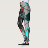 Leggings Carton Mandala bleu rouge et noir (Gauche)
