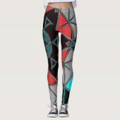 Leggings Carton Mandala bleu rouge et noir (Devant)