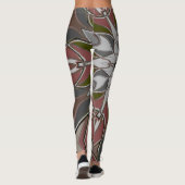 Leggings Carton Mandala Flower blanc rouge et vert (Dos)