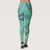 Leggings Carton Mandala Flower bleu et vert (Dos)