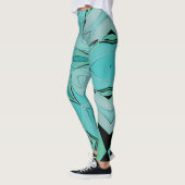 Leggings Carton Mandala Flower bleu et vert (Gauche)