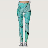 Leggings Carton Mandala Flower bleu et vert (Devant)