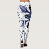 Leggings Carton Mandala Flower bleu violet et blanc (Dos)