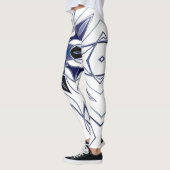 Leggings Carton Mandala Flower bleu violet et blanc (Gauche)