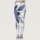 Leggings Carton Mandala Flower bleu violet et blanc (Devant)