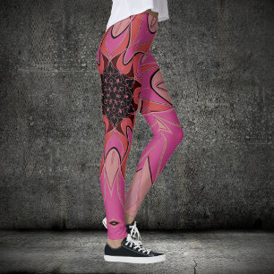 Leggings Carton Mandala Flower Pink