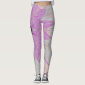Leggings Carton Mandala Flower rose et blanc (Devant)