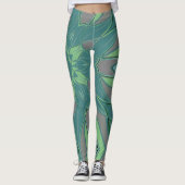 Leggings Carton Mandala Flower vert et bleu (Devant)