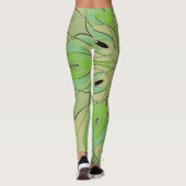 Leggings Carton Mandala Flower vert et bleu (Dos)