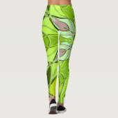 Leggings Carton Mandala Flower vert et rose (Dos)